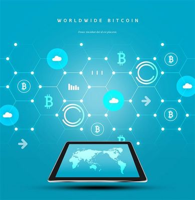 科技感未来货币比特币网络虚拟经济海报
